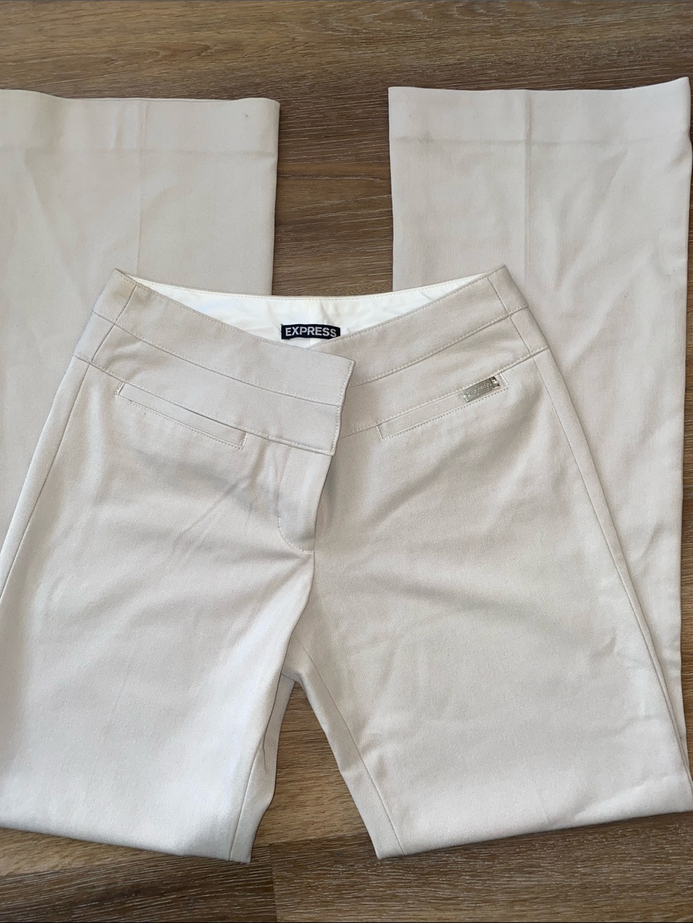 Express Women's Cream Straight-Leg Dress Pants